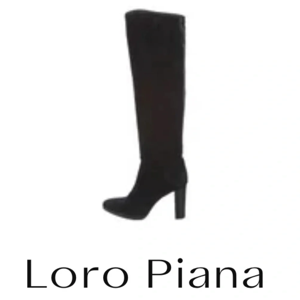 *NEW* LORO PIANA TOWER BRIDGE BLACK SUEDE LEATHER TALL BOOT - Picture 2 of 12